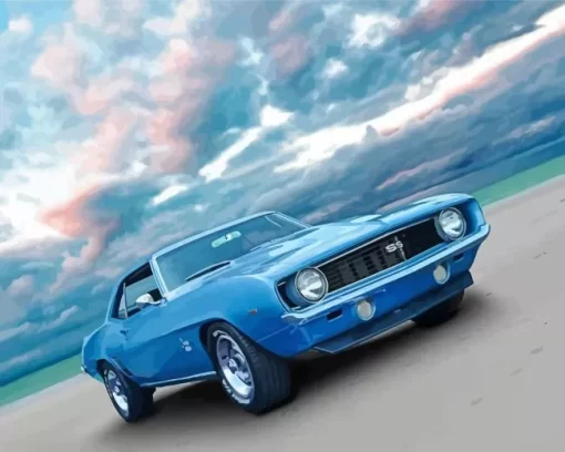 Blue 1969 Camaro Car Diamond Painting