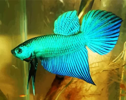 Blue And Green Betta Fish Diamond Painting