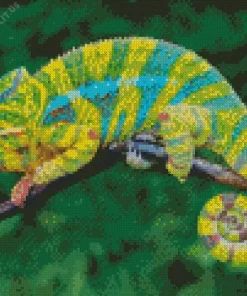 Blue And Green Chameleon Diamond Painting