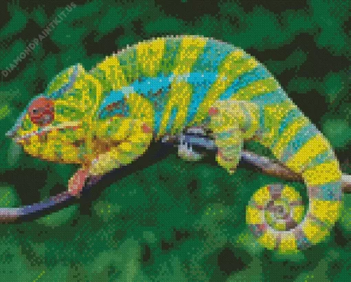 Blue And Green Chameleon Diamond Painting