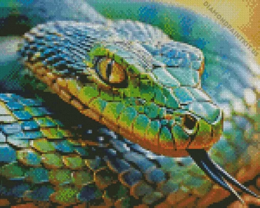 Blue And Green Pit Vipers Snake Diamond Painting