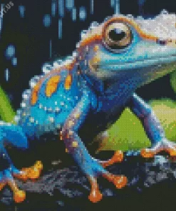 Blue And Orange Frog Animal Diamond Painting