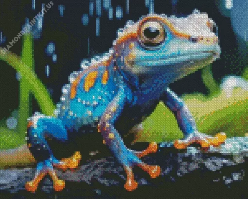 Blue And Orange Frog Animal Diamond Painting