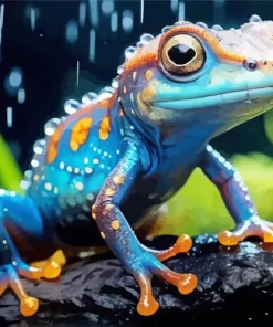 Blue And Orange Frog Animal Diamond Painting