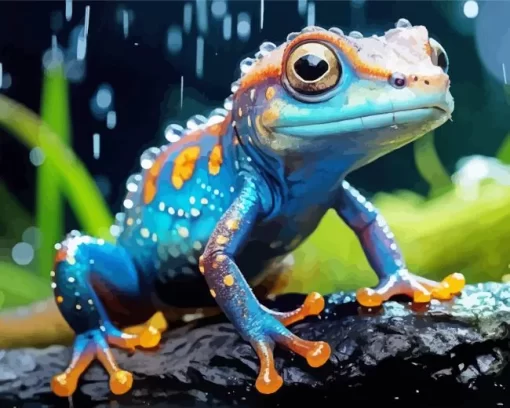 Blue And Orange Frog Animal Diamond Painting