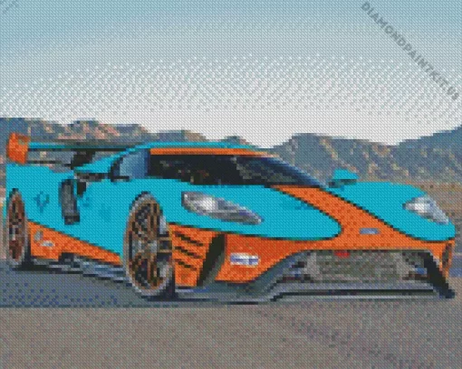 Blue And Orange GT40 Car Diamond Painting