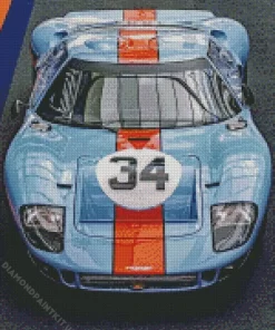 Blue And Orange GT40 Race Car Diamond Painting