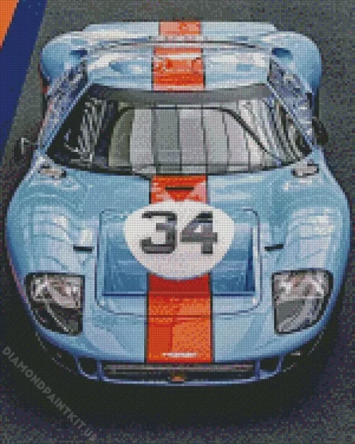 Blue And Orange GT40 Race Car Diamond Painting