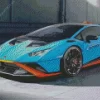 Blue And Orange Lamborghini Diamond Painting