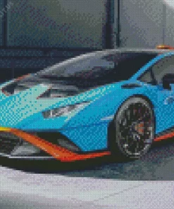 Blue And Orange Lamborghini Diamond Painting