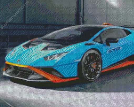 Blue And Orange Lamborghini Diamond Painting