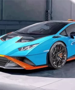 Blue And Orange Lamborghini Diamond Painting