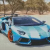 Blue And Orange Lamborghini Car Diamond Painting