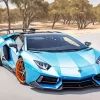 Blue And Orange Lamborghini Car Diamond Painting