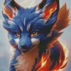 Blue And Orange White Fox Diamond Painting