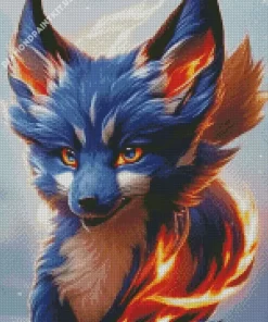 Blue And Orange White Fox Diamond Painting