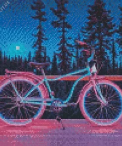 Blue And Pink Bike Diamond Painting