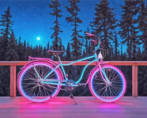 Blue And Pink Bike Diamond Painting