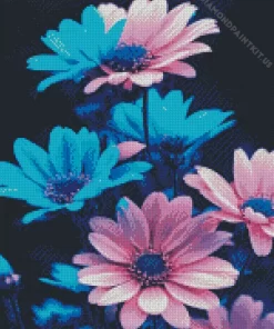 Blue And Pink Flowers Diamond Painting