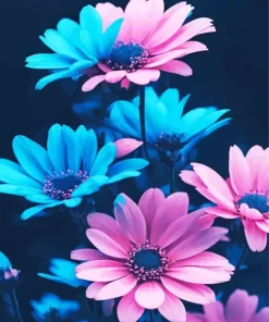 Blue And Pink Flowers Diamond Painting