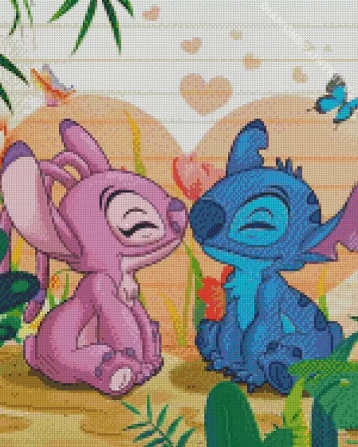 Blue And Pink Stitch Diamond Painting