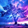 Blue And Purple Lightning Tree Diamond Painting