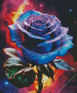 Blue And Purple Rose Diamond Painting