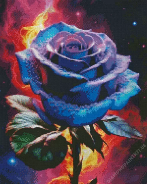 Blue And Purple Rose Diamond Painting