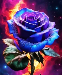 Blue And Purple Rose Diamond Painting