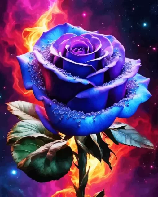 Blue And Purple Rose Diamond Painting