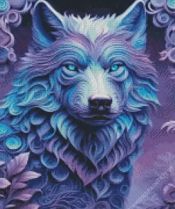 Blue And Purple Wolf Diamond Painting