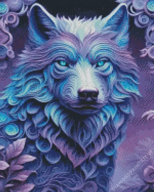 Blue And Purple Wolf Diamond Painting