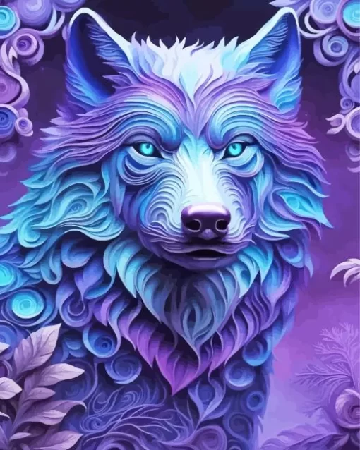 Blue And Purple Wolf Diamond Painting