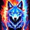 Blue And Red Fire Wolf Diamond Painting