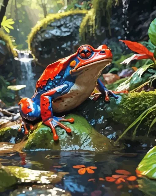 Blue And Red Frog Diamond Painting