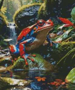 Blue And Red Frog Diamond Painting