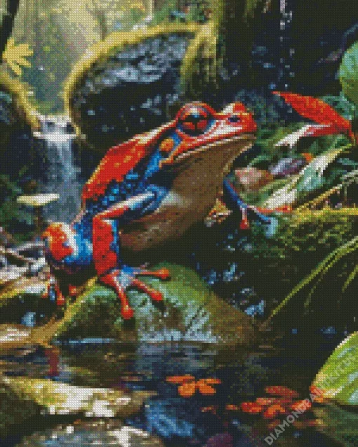 Blue And Red Frog Diamond Painting