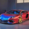 Blue And Red Lamborghini Diamond Painting