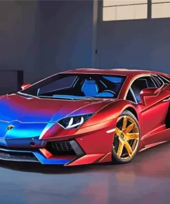 Blue And Red Lamborghini Diamond Painting