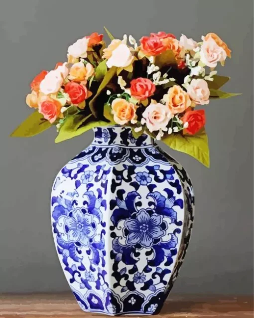 Blue And White Flower Vase Diamond Painting