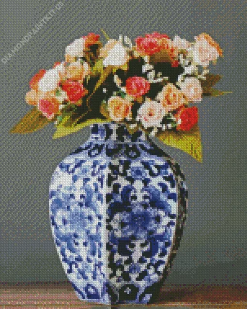 Blue And White Flower Vase Diamond Painting