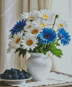 Blue And White Flowers Diamond Painting