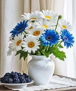 Blue And White Flowers Diamond Painting