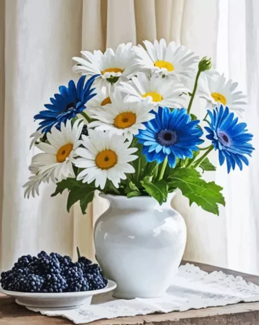 Blue And White Flowers Diamond Painting