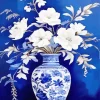 Blue And White Flowers Vase Diamond Painting