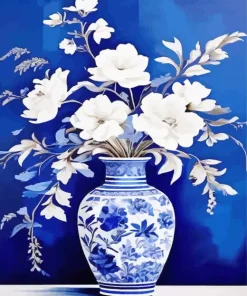 Blue And White Flowers Vase Diamond Painting