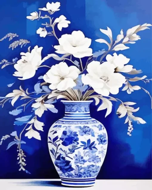 Blue And White Flowers Vase Diamond Painting