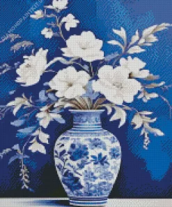 Blue And White Flowers Vase Diamond Painting