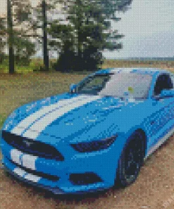 Blue And White Mustang Diamond Painting