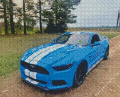 Blue And White Mustang Diamond Painting